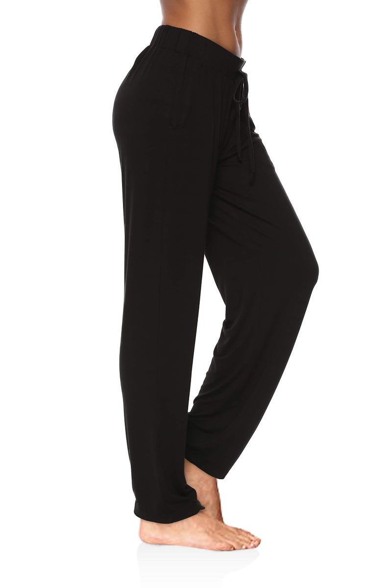 DIBAOLONG Womens Yoga Pants Wide Leg Comfy Drawstring Loose Straight Lounge Running Workout Legging Balck XXL Black - Image 3